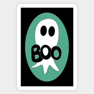 Cute Halloween ghost cartoon with BOO text Sticker